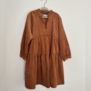 Zara girls corduroy dress in brown. Size 7.